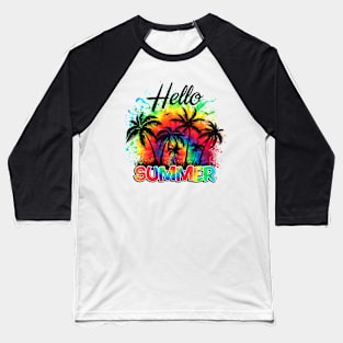 Hello Summer Tie Dye Summer Beach Vacation Kids Women Baseball T-Shirt